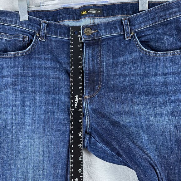 Lee Straight Leg Jeans Womens Size 16 Long Relaxed Fit Mid Rise Medium Wash Blue - Picture 8 of 12